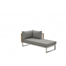Belerive chaise lounge elem. L stainless steel/teak/warm grey